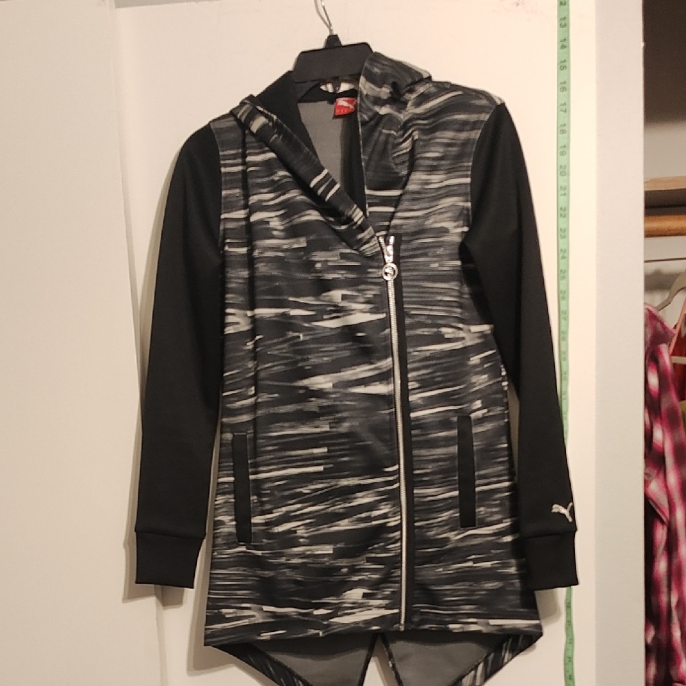 Puma Women's Black and White Patterned Utility Jacket